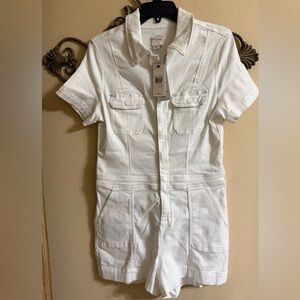 GUESS White Short-Sleeve Denim Romper